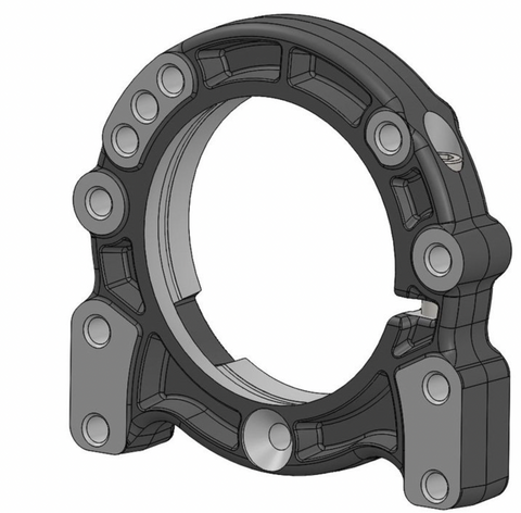 FORGED ALUMINUM BEARING FLANGE 40/50MM W/BOLT BRAKE SIDE BLACK ANODIZED